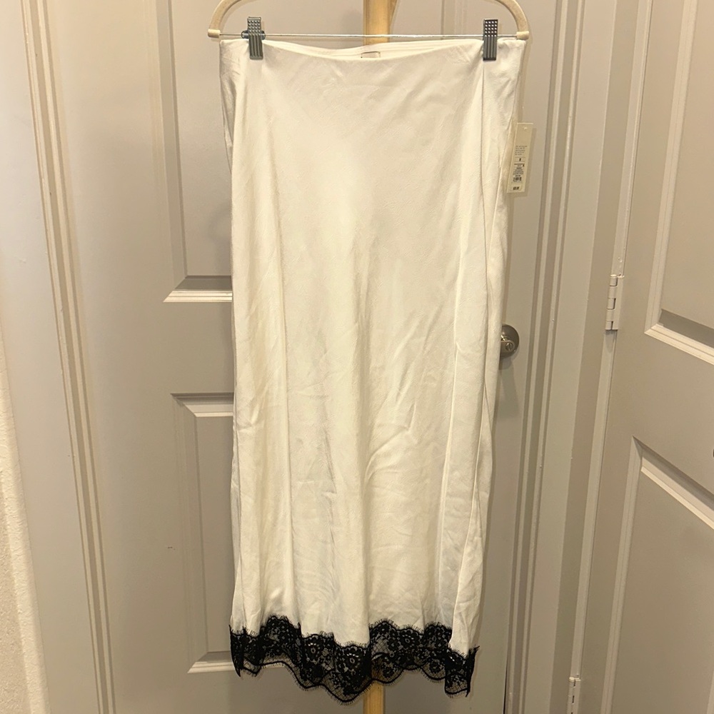 a new day White Maxi Skirt with Black Lace Hem